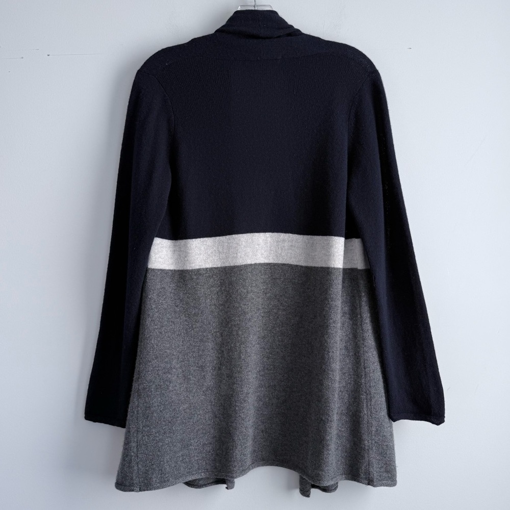 LE TRICOT PERUGIA 100% Cashmere Color Block Open Front Cardigan S Quiet Luxury - Picture 7 of 14